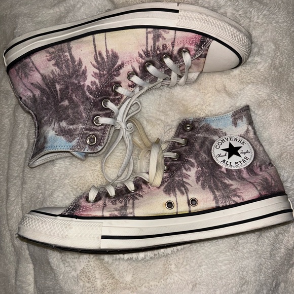 Converse Chuck Taylor All Star High Top Shoes Faded Sunset Palm Tree Print 12 - Picture 2 of 10